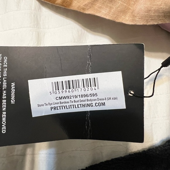 Pretty little thing stone tie dye linen tie bust dress - size 4 - Picture 8 of 8